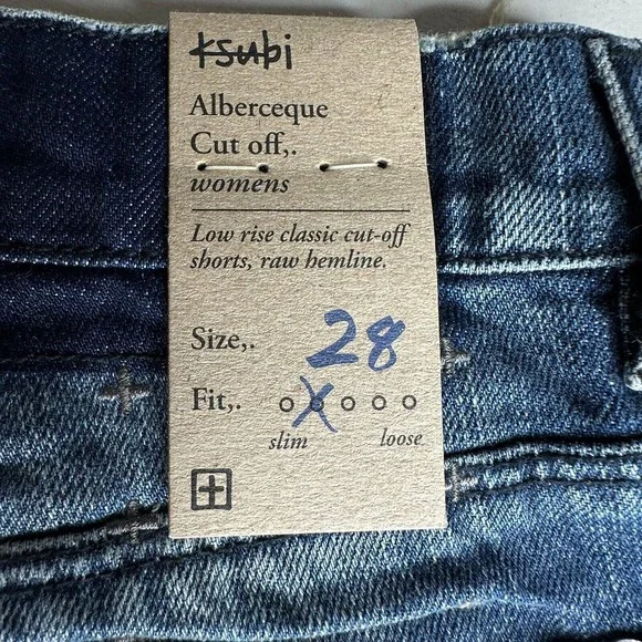Ksubi Alberceque The Roadie Cut Off Low Rise Shorts Blue Raw Hem Women's 28 NWT